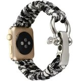 Curea iUni compatibila cu Apple Watch 1/2/3/4/5/6/7, 38mm, Elastic Paracord, Rugged Nylon Rope, Blac